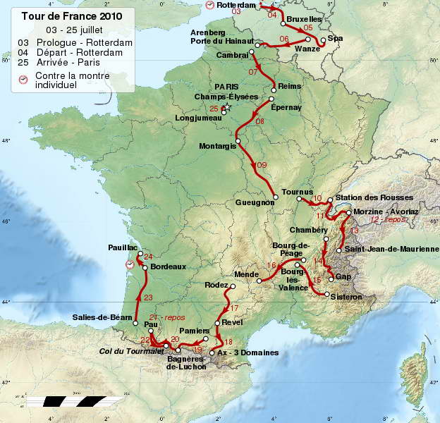 [FR - FRANCE] - Carte du tour de France 2010